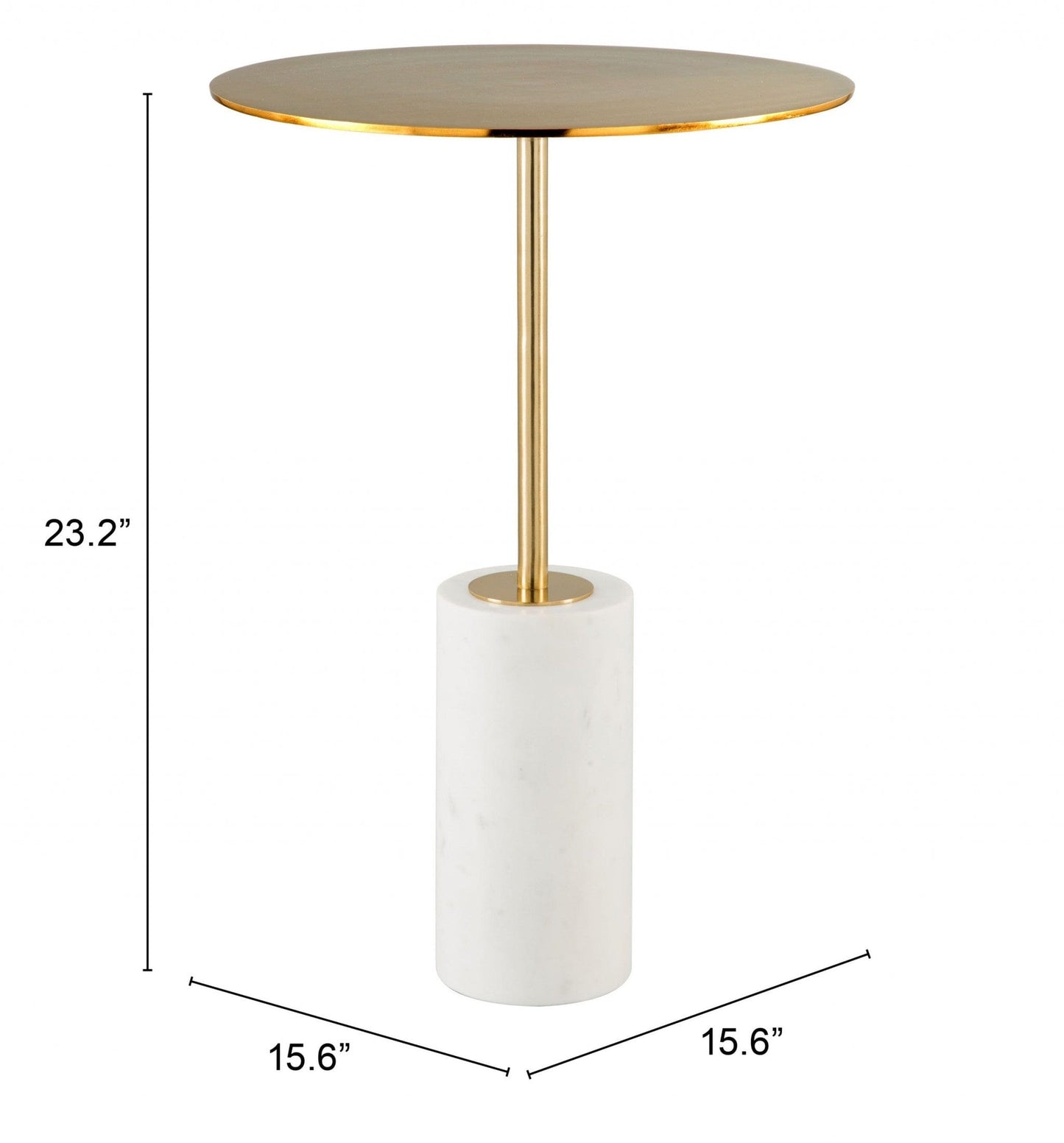 23" White And Gold Steel Round End Table