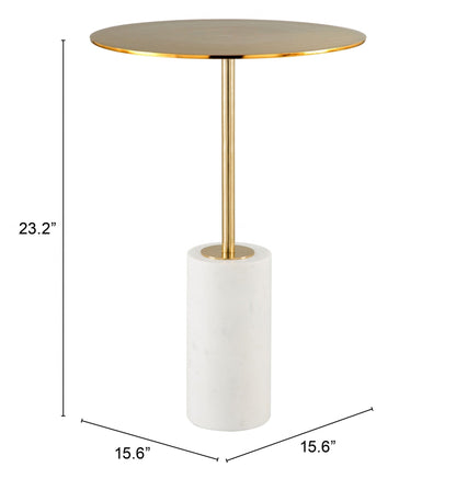 23" White And Gold Steel Round End Table