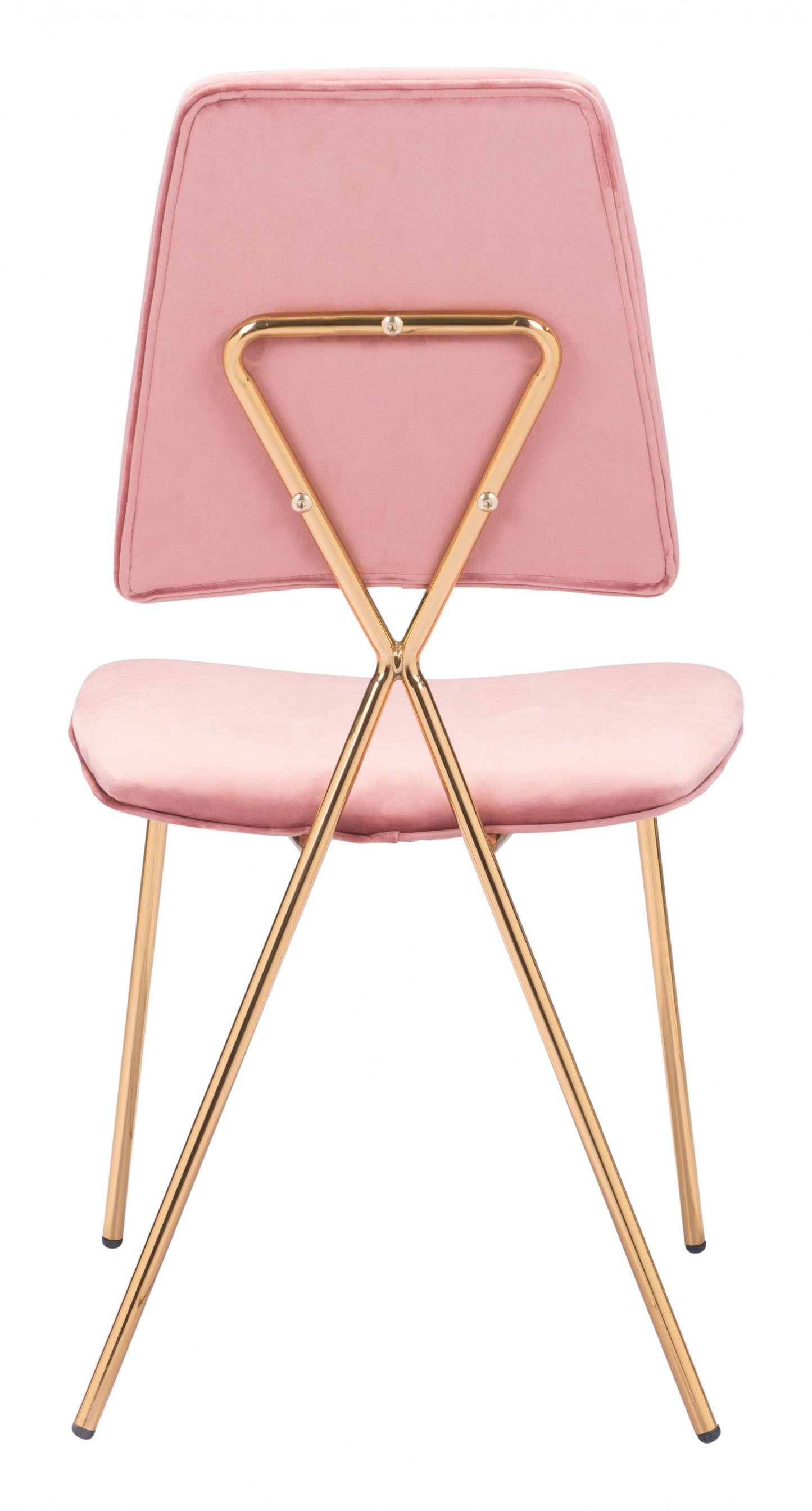 Lux Pink Velvet and Gold Dining or Accent Chairs Set of 2