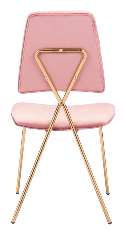 Lux Pink Velvet and Gold Dining or Accent Chairs Set of 2