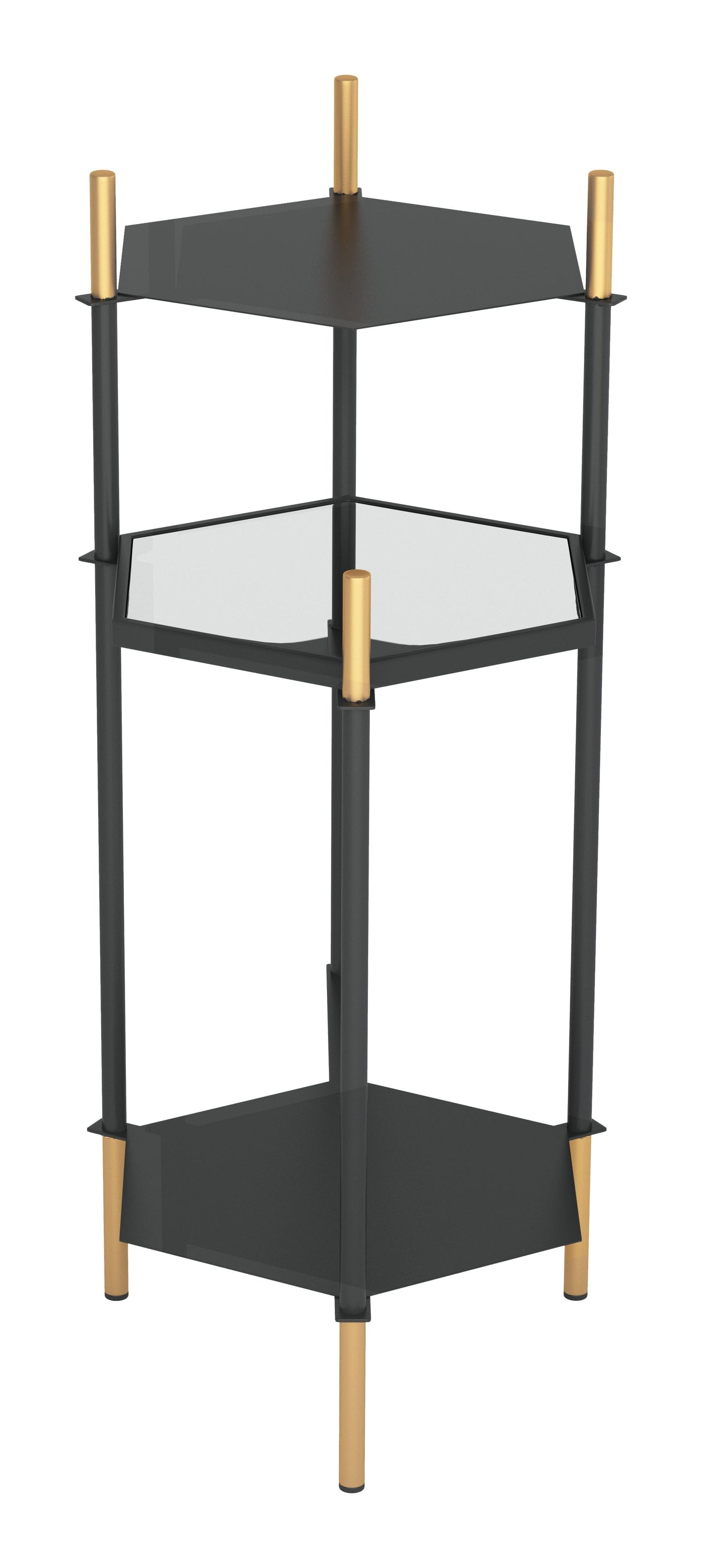 Moderna 3 Level Black and Gold Accent Side Table