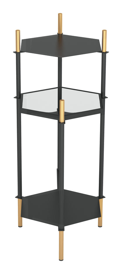 Moderna 3 Level Black and Gold Accent Side Table