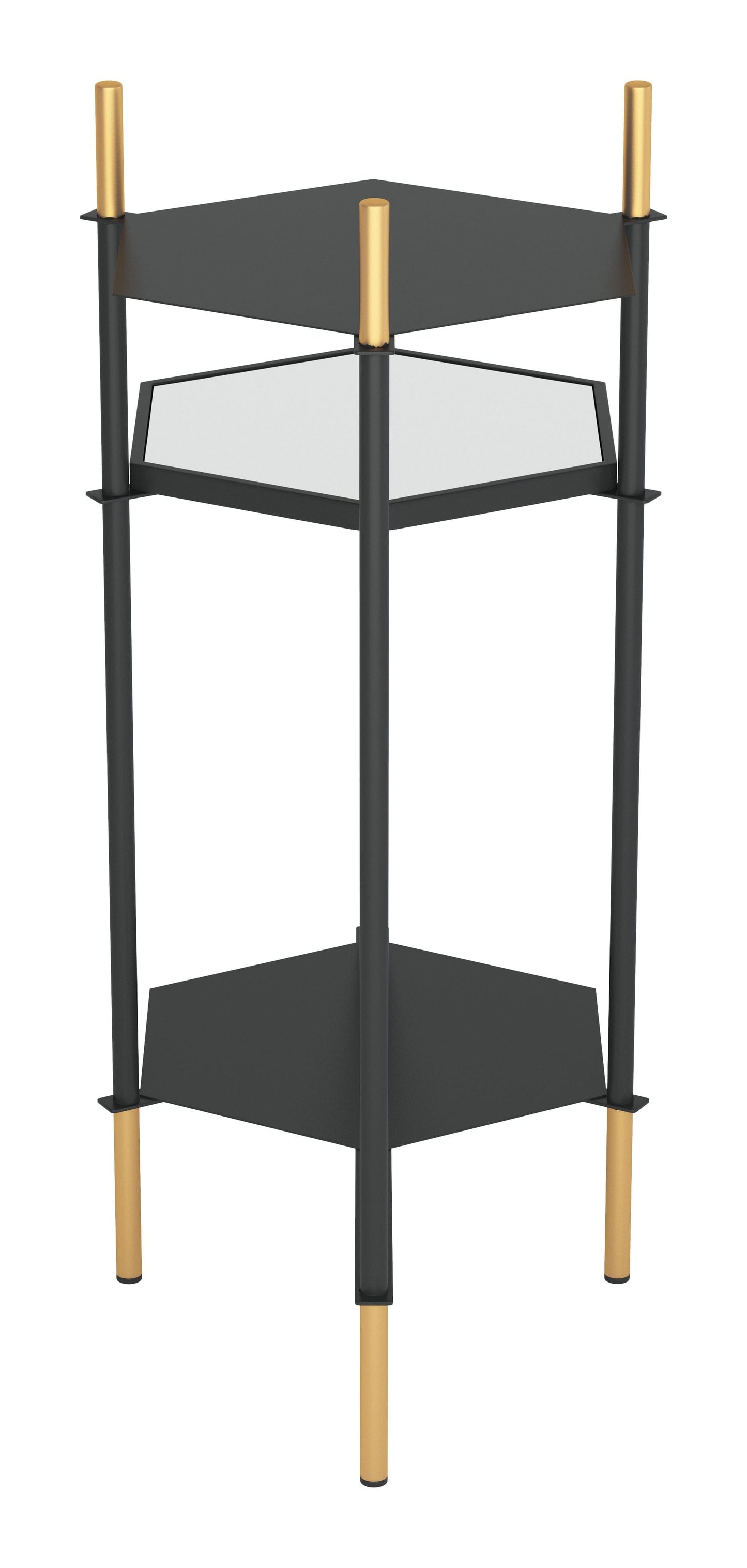 Moderna 3 Level Black and Gold Accent Side Table