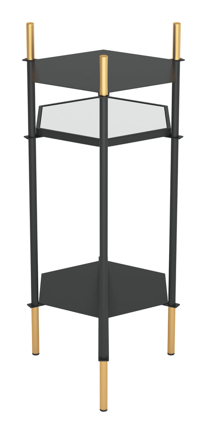 Moderna 3 Level Black and Gold Accent Side Table