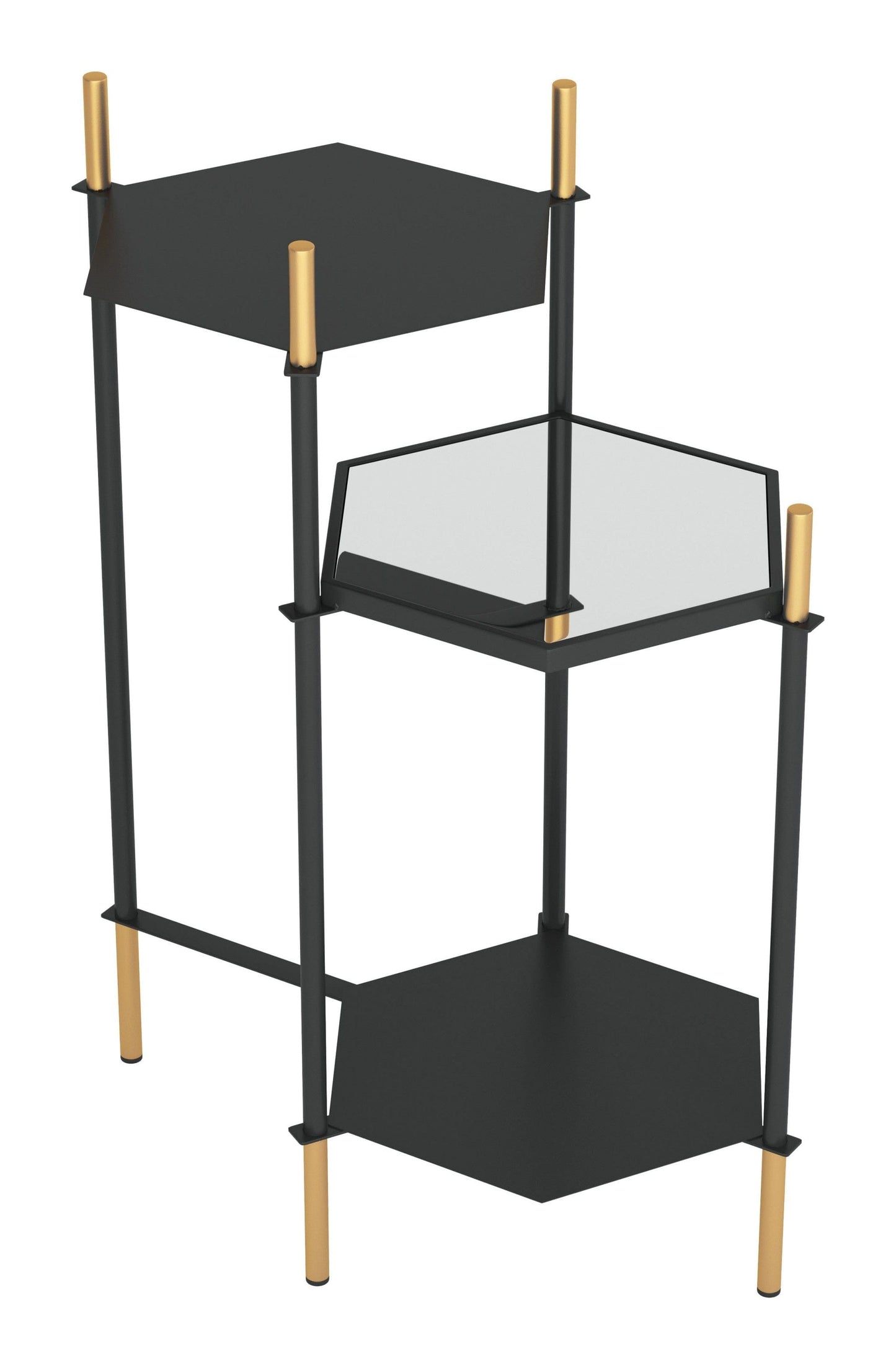 Moderna 3 Level Black and Gold Accent Side Table