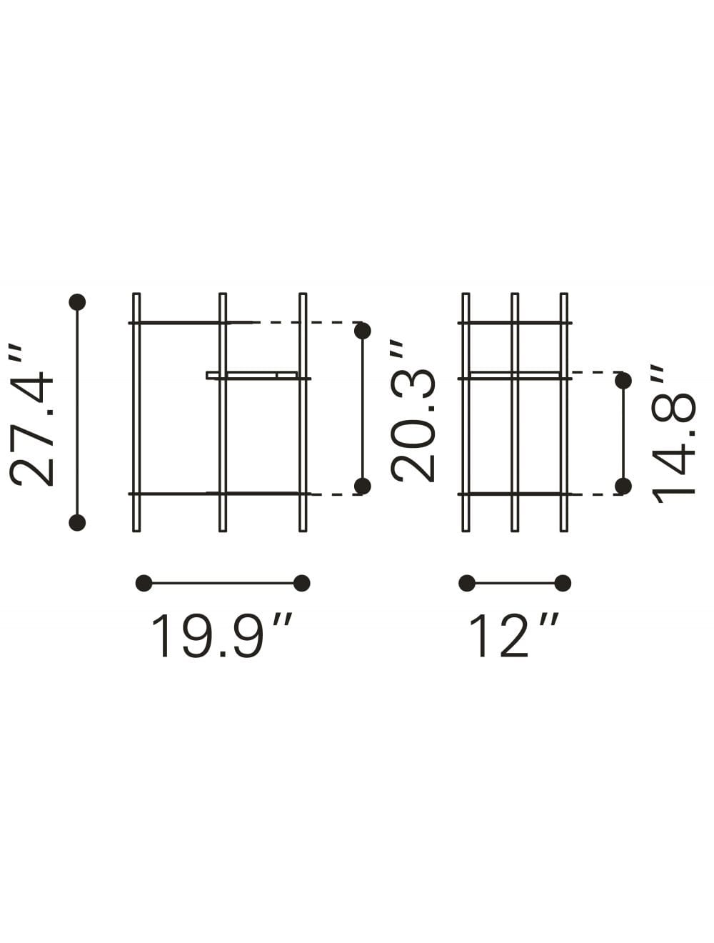 Moderna 3 Level Black and Gold Accent Side Table