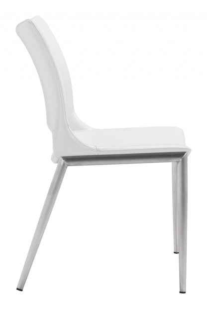 Cradle White Faux Leather Side or Dining Chairs Set of 2