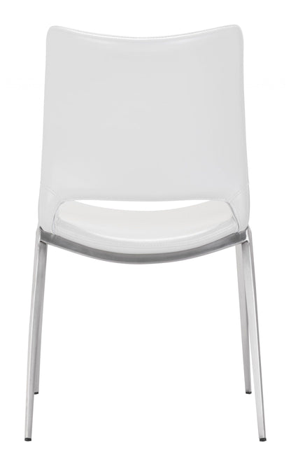 Cradle White Faux Leather Side or Dining Chairs Set of 2