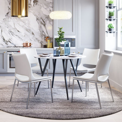 Cradle White Faux Leather Side or Dining Chairs Set of 2