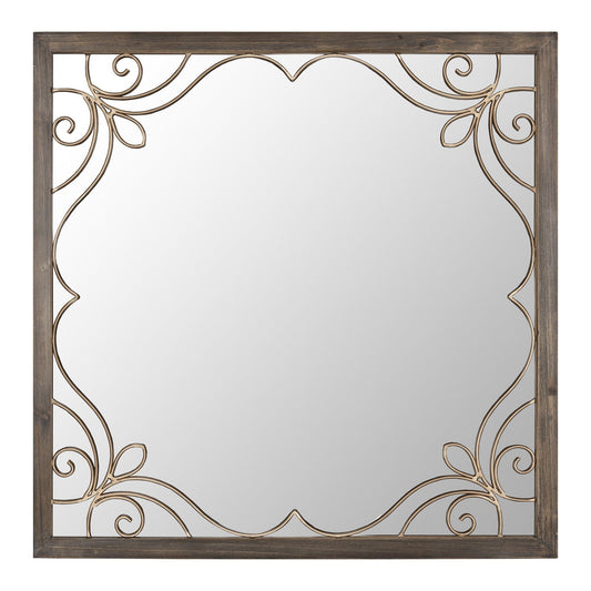 Traditional Square Wall Mirror With Metal Detailing