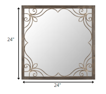 Traditional Square Wall Mirror With Metal Detailing