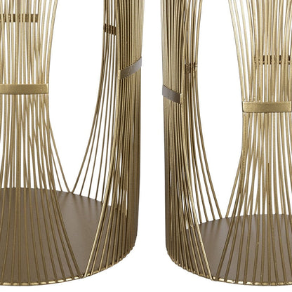 Set Of Two Gold Metal Candle Holders
