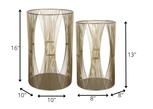 Set Of Two Gold Metal Candle Holders
