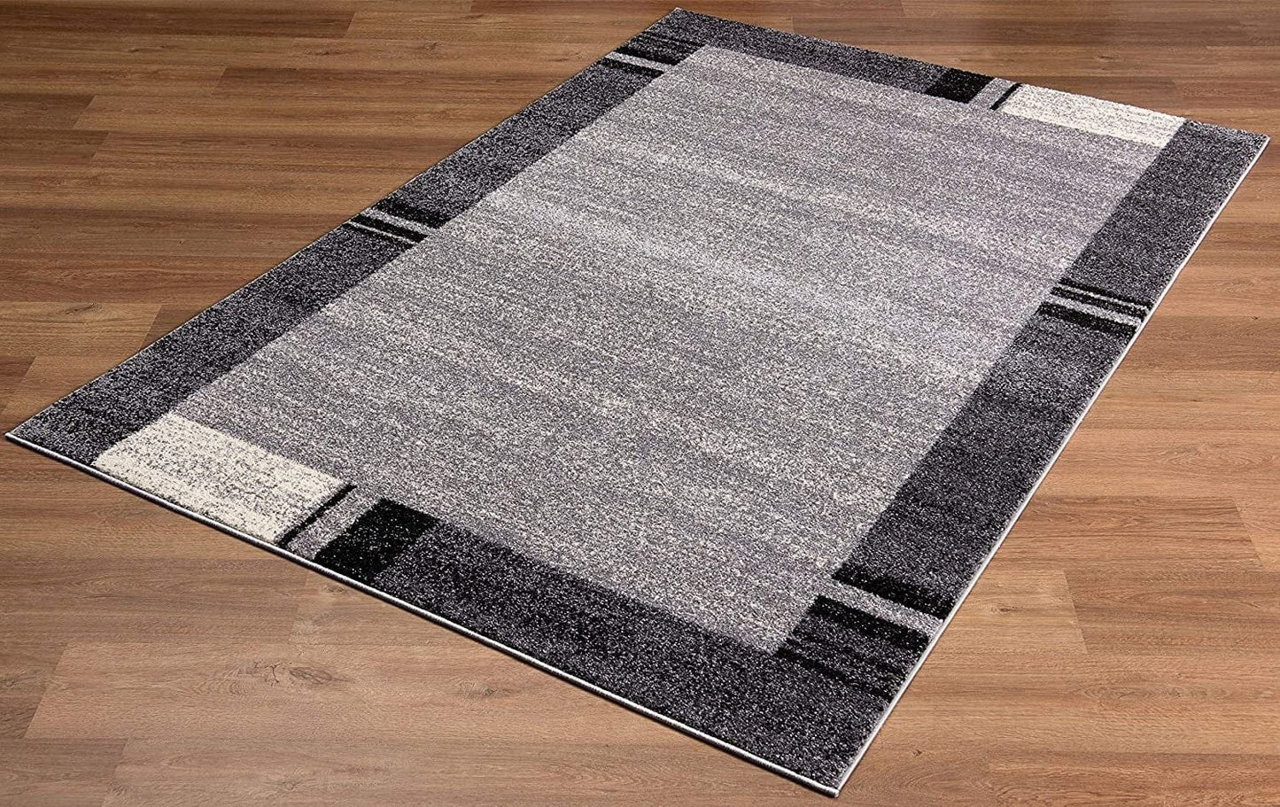 7’ X 9’ Gray Modern Bordered Area Rug