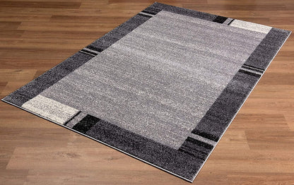 7’ X 9’ Gray Modern Bordered Area Rug