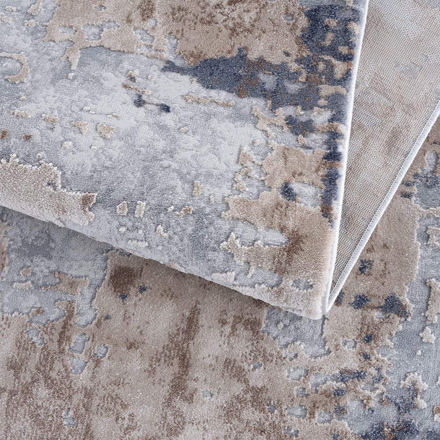 3’ X 5’ Beige And Ivory Abstract Area Rug