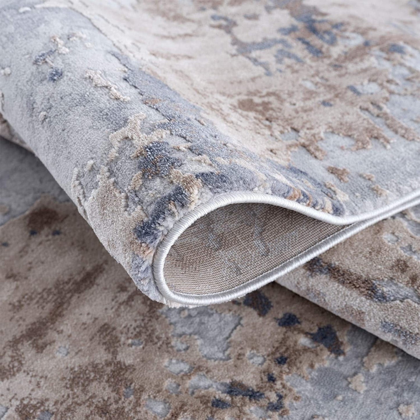 3’ X 5’ Beige And Ivory Abstract Area Rug