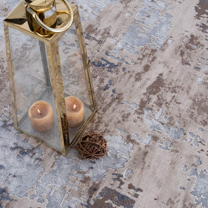 3’ X 5’ Beige And Ivory Abstract Area Rug