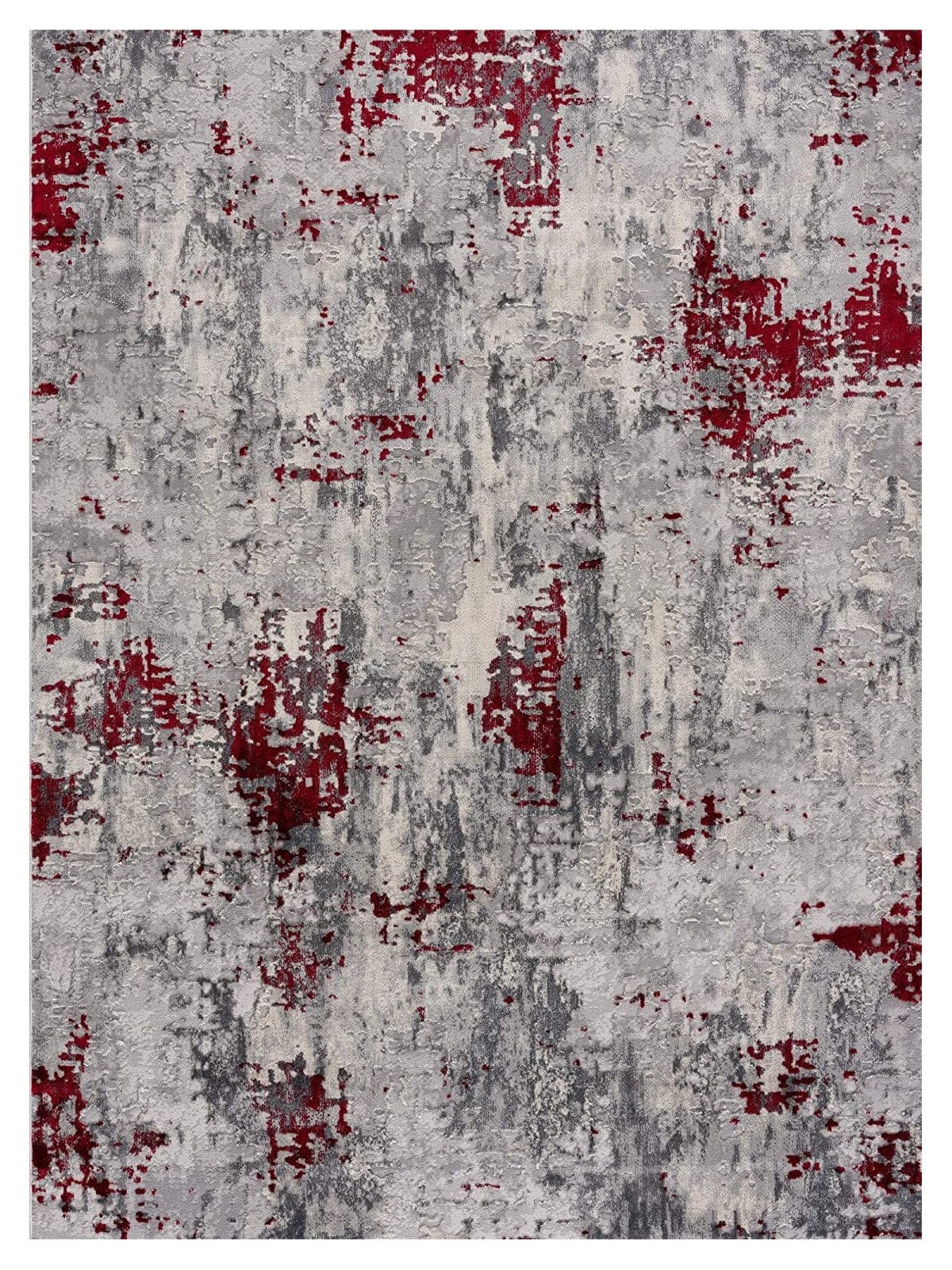 3’ X 5’ Red And Gray Modern Abstract Area Rug