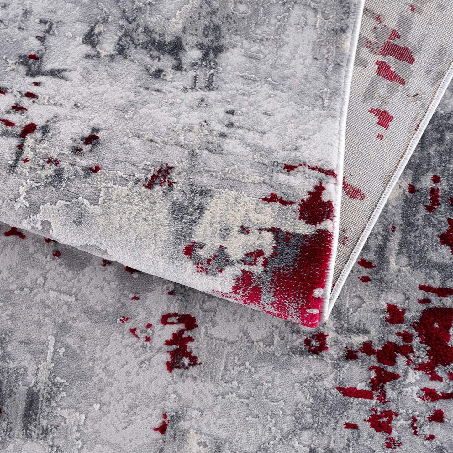 3’ X 5’ Red And Gray Modern Abstract Area Rug