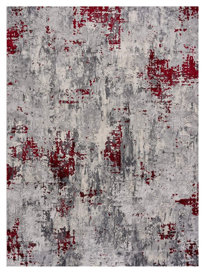 3’ X 5’ Red And Gray Modern Abstract Area Rug
