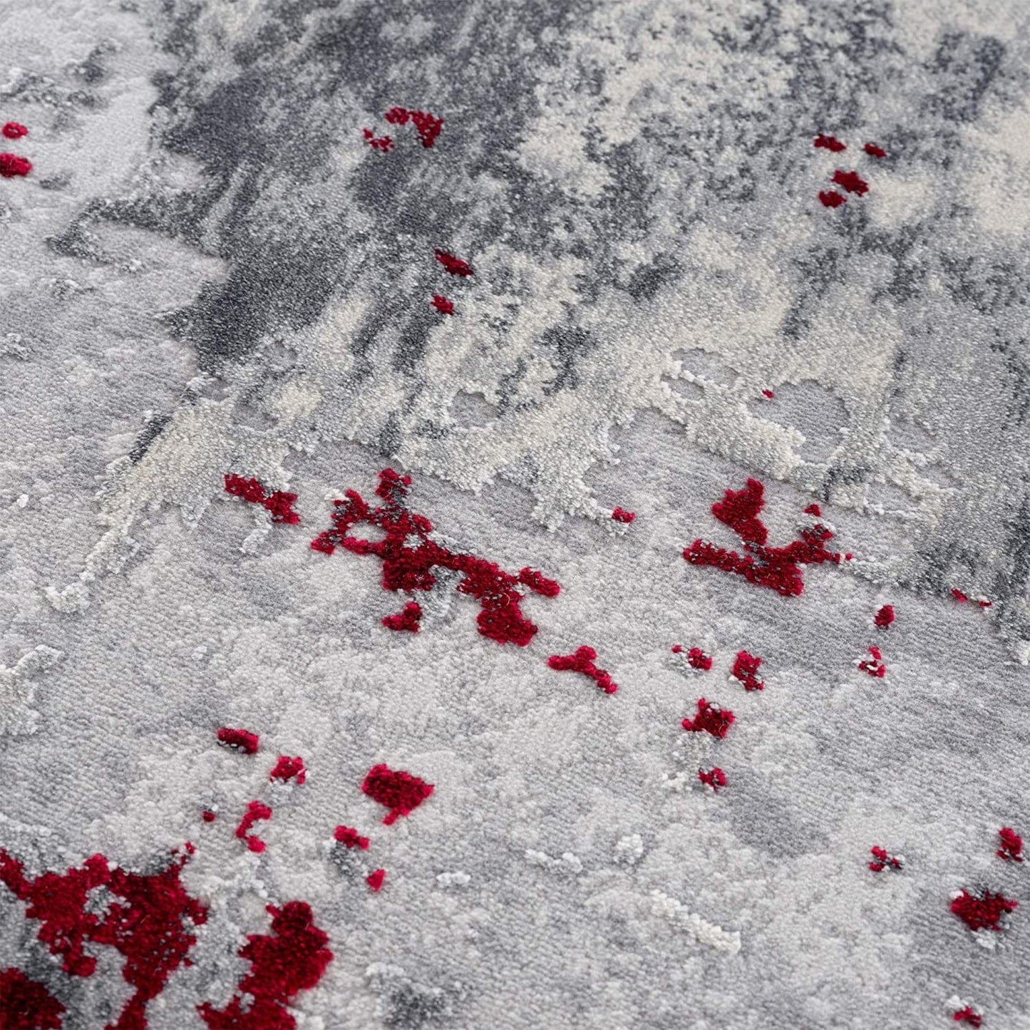 3’ X 5’ Red And Gray Modern Abstract Area Rug