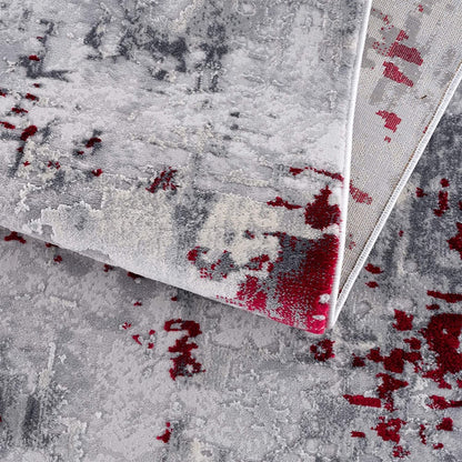 3’ X 5’ Red And Gray Modern Abstract Area Rug