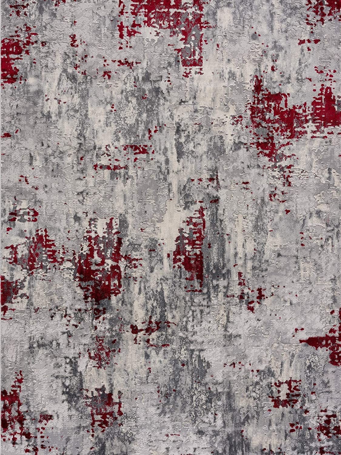 3’ X 5’ Red And Gray Modern Abstract Area Rug
