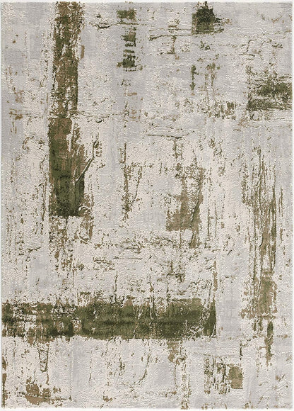 3’ X 5’ Green And Ivory Distressed Area Rug
