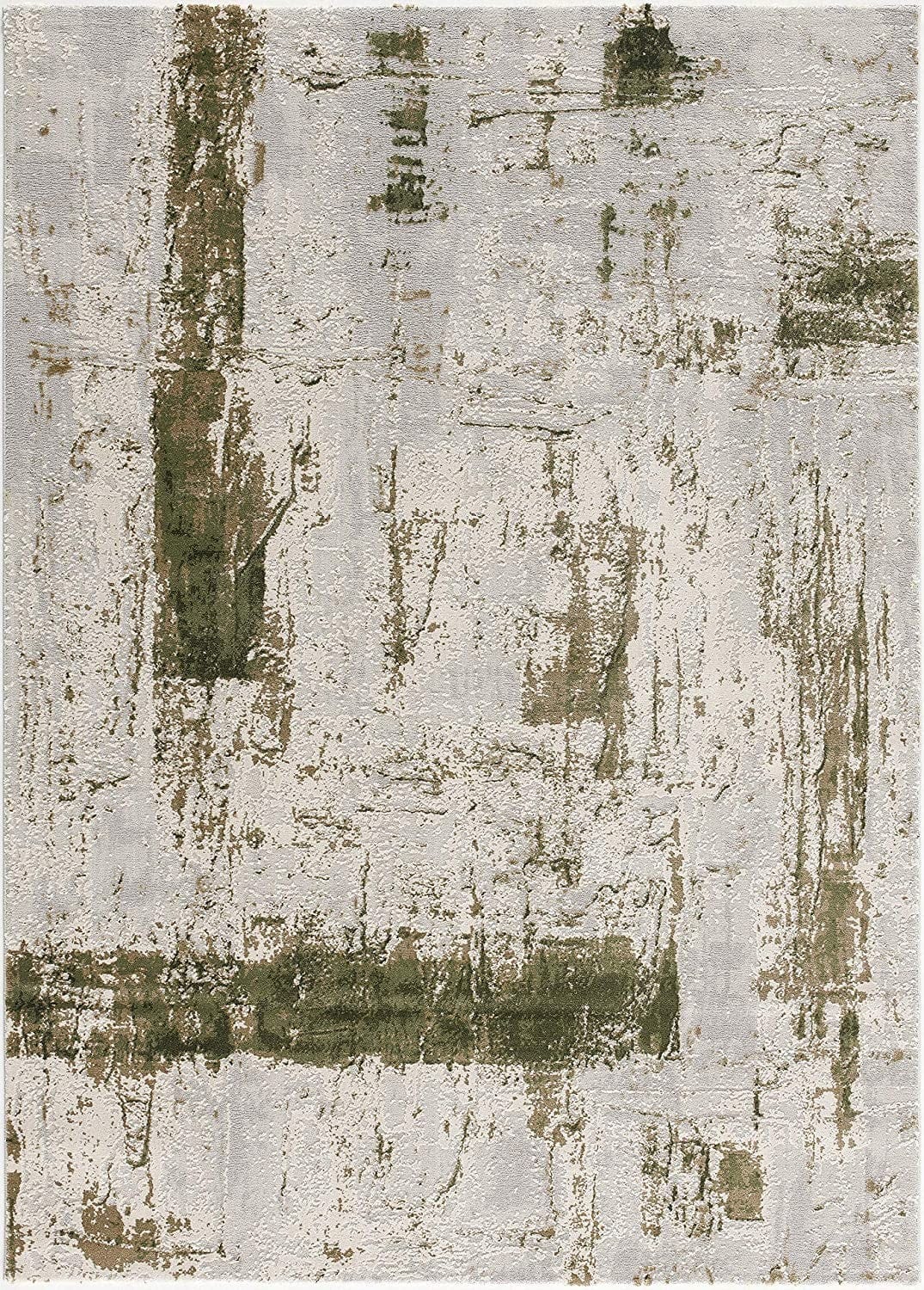 3’ X 5’ Green And Ivory Distressed Area Rug