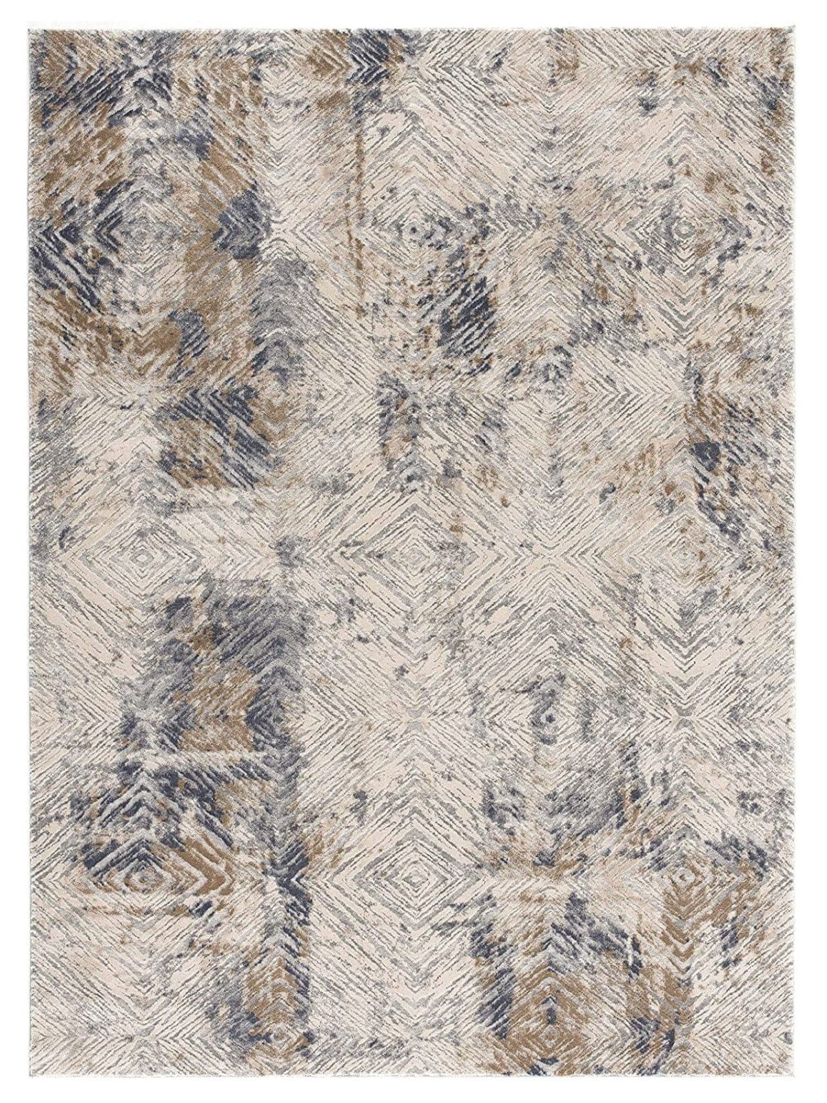 3’ X 5’ Ivory And Beige Abstract Diamonds Area Rug