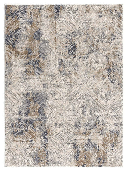 3’ X 5’ Ivory And Beige Abstract Diamonds Area Rug