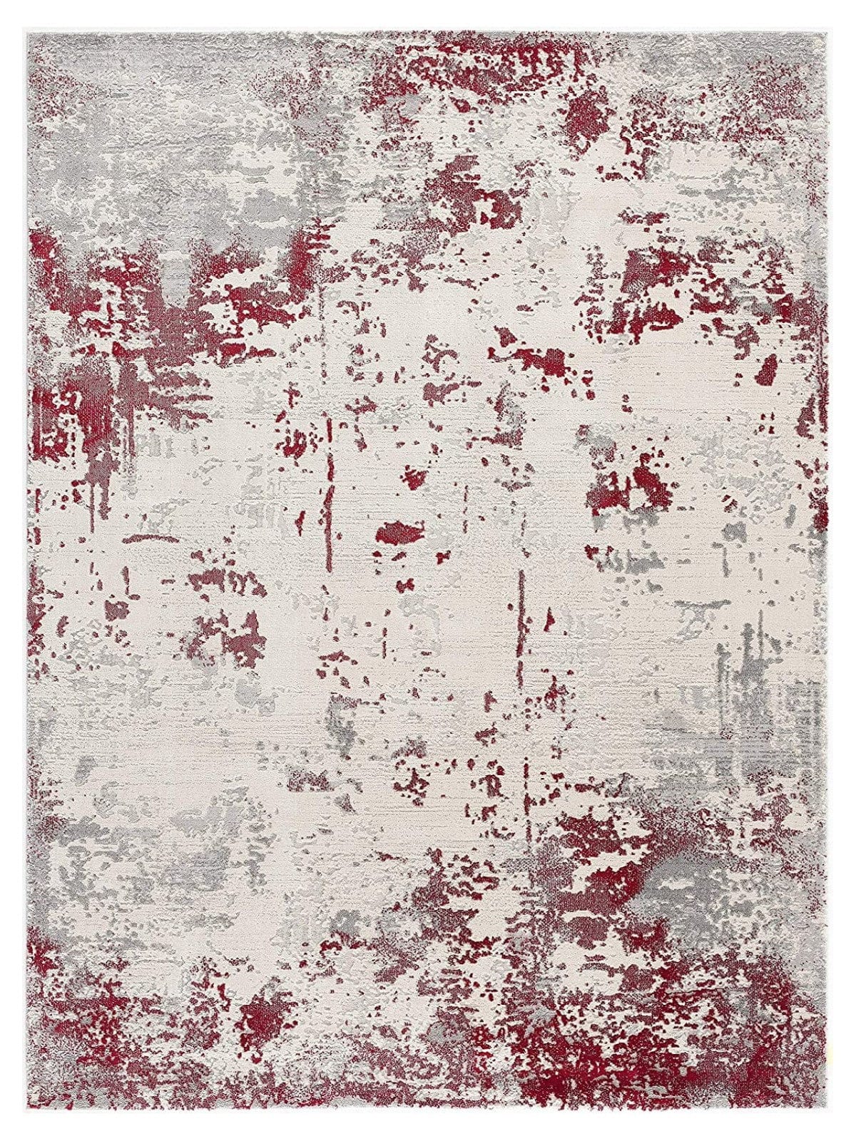 3’ X 5’ Red And Gray Modern Abstract Area Rug