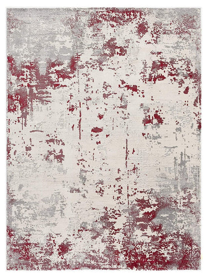 3’ X 5’ Red And Gray Modern Abstract Area Rug