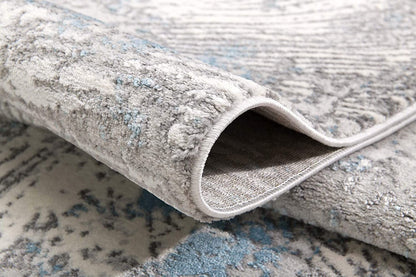 3’ X 5’ Blue Abstract Circular Motifs Area Rug