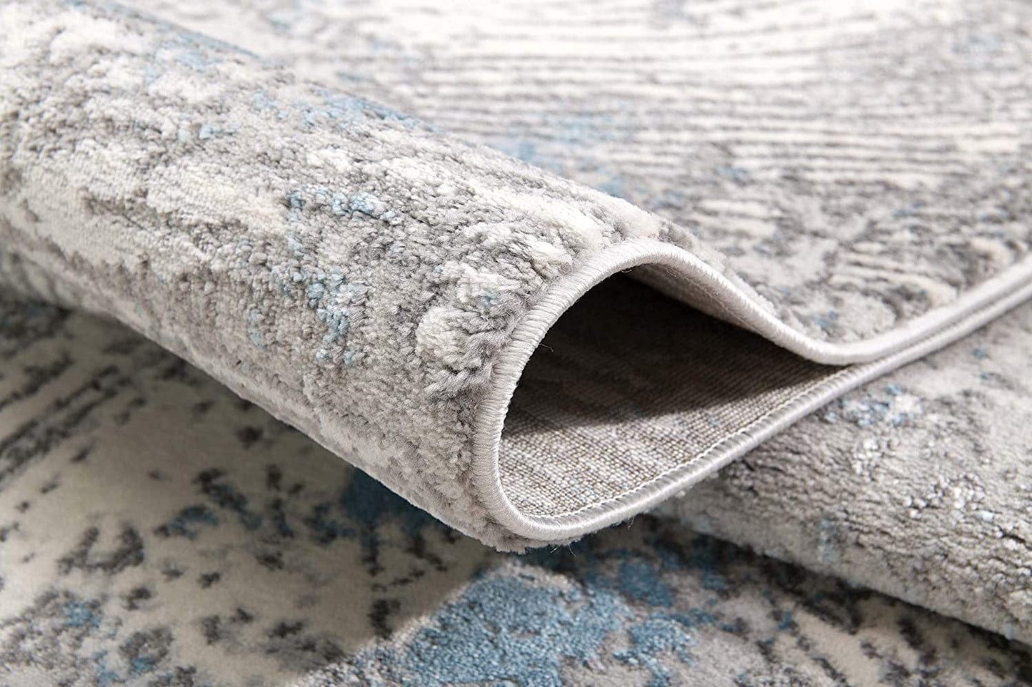 3’ X 5’ Blue Abstract Circular Motifs Area Rug