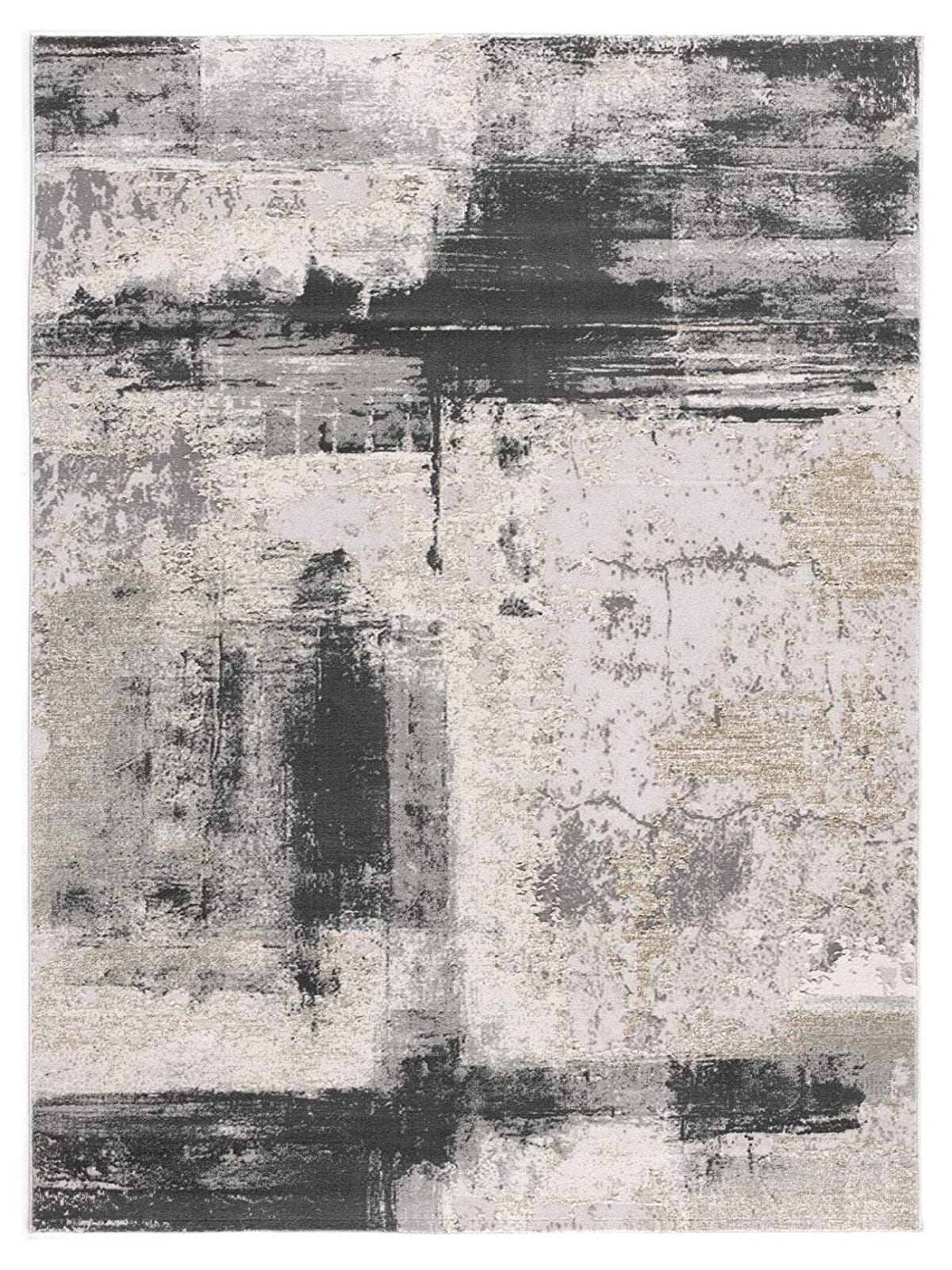 2’ X 10’ Cream And Gray Abstract Patches Runner Rug