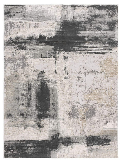 2’ X 10’ Cream And Gray Abstract Patches Runner Rug