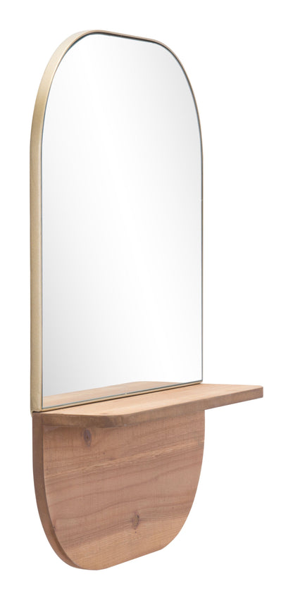 Gold Rectangular Mirror with Shelf