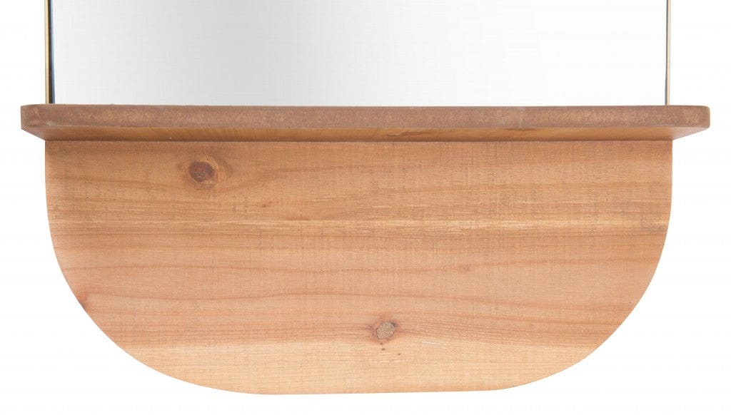 Gold Rectangular Mirror with Shelf