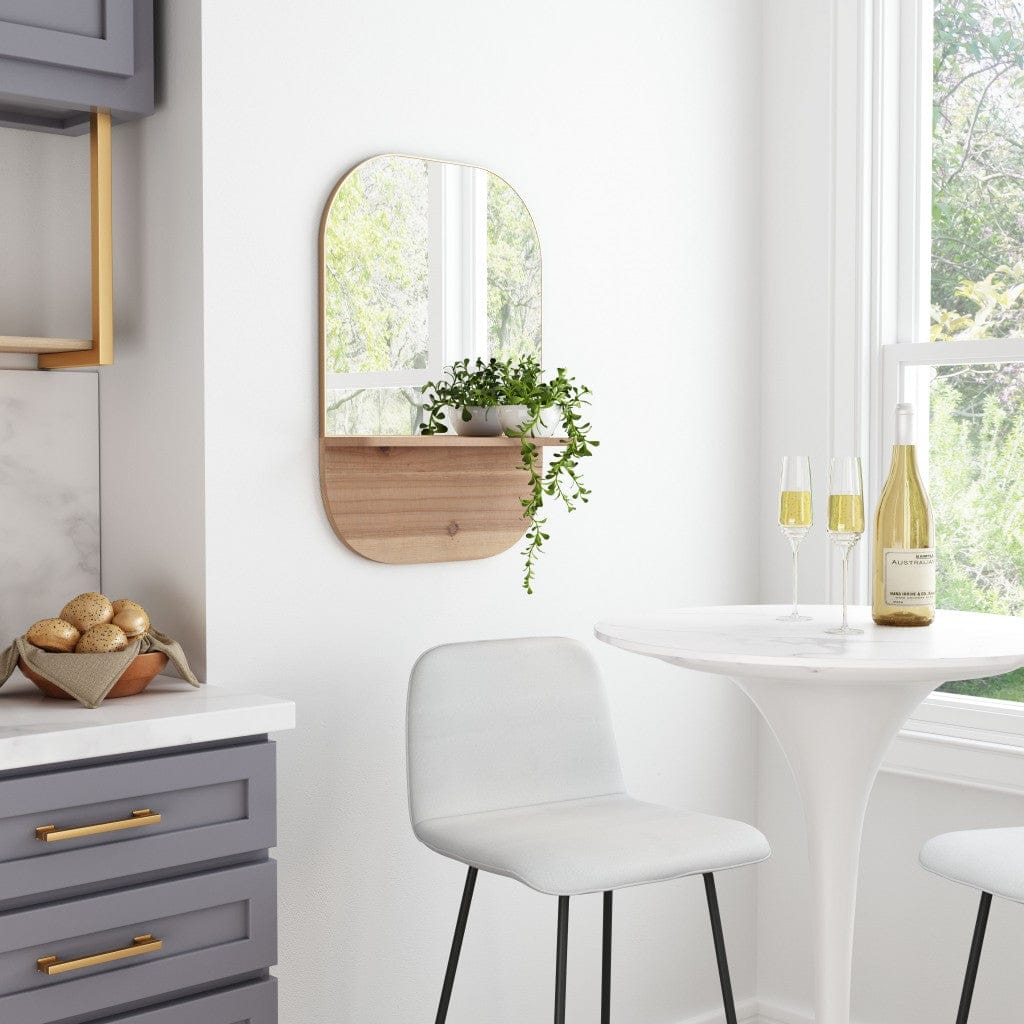 Gold Rectangular Mirror with Shelf