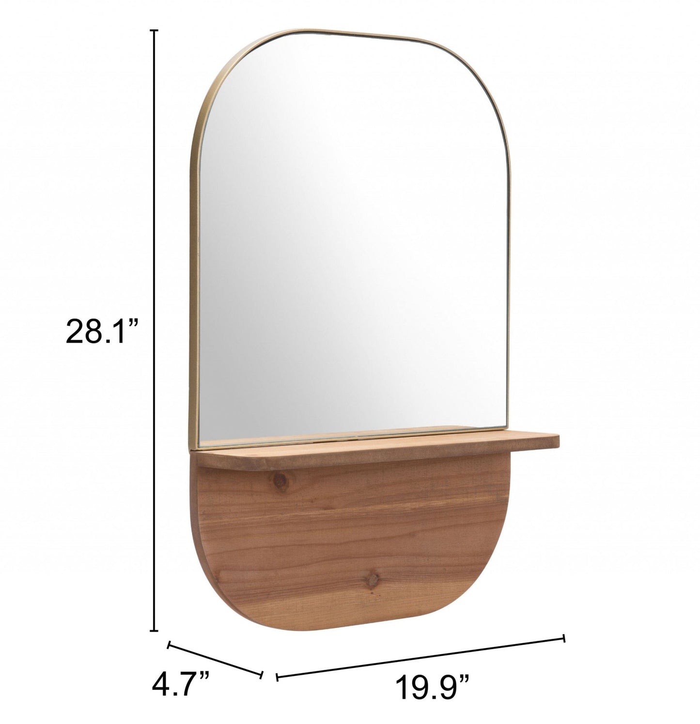 Gold Rectangular Mirror with Shelf
