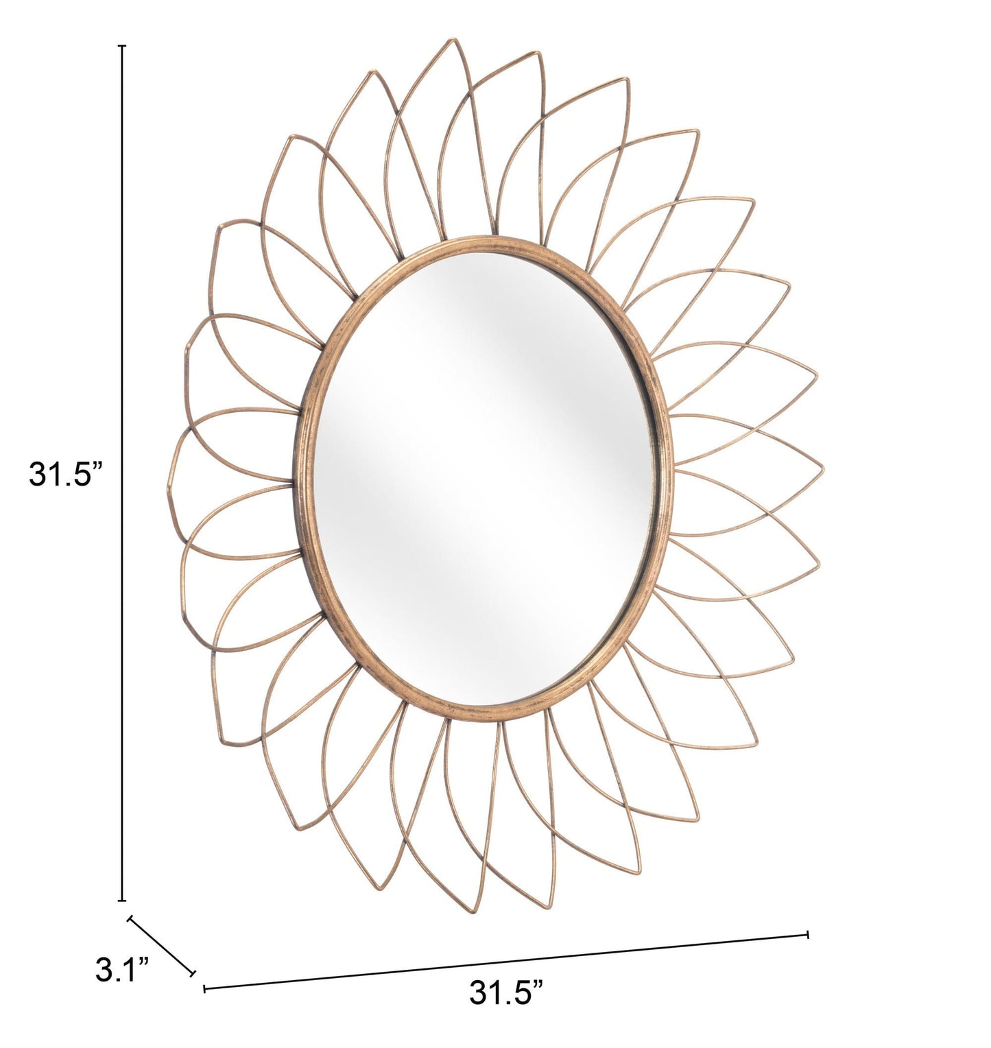 Gold Flowerburst Round Mirror