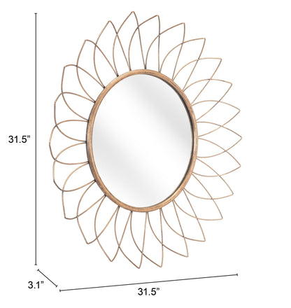 Gold Flowerburst Round Mirror