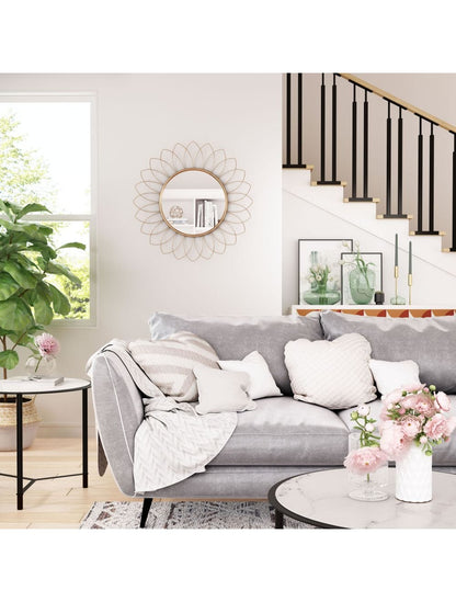 Gold Flowerburst Round Mirror