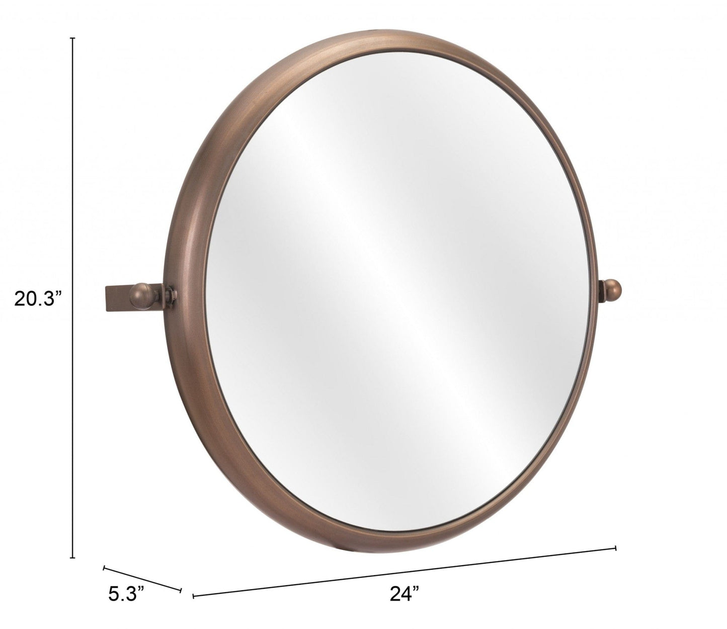 Industrial Gold Round Mirror