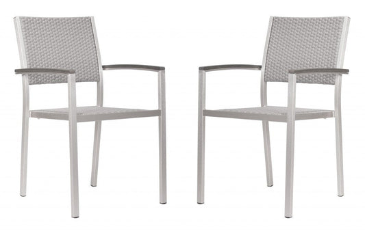 Set of Two Silver Arm Chairs