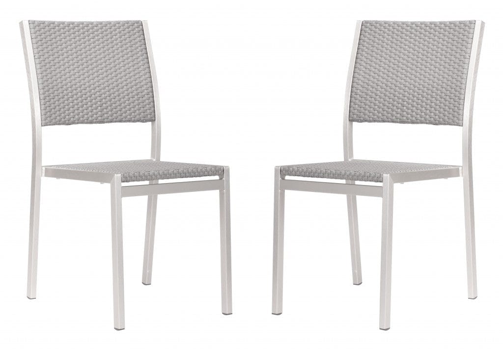 Set of Two Silver Armless Chairs