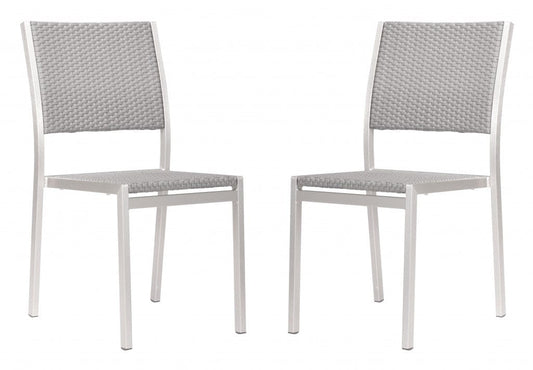 Set of Two Silver Armless Chairs