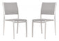Set of Two Silver Armless Chairs
